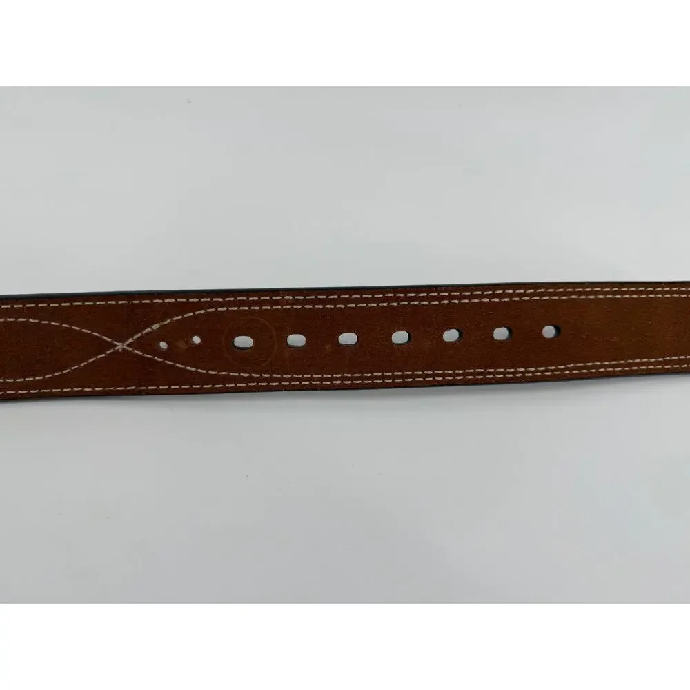 Suede Leather Western Belt Stitching Cowboy Rodeo Silver Buckle Size 44